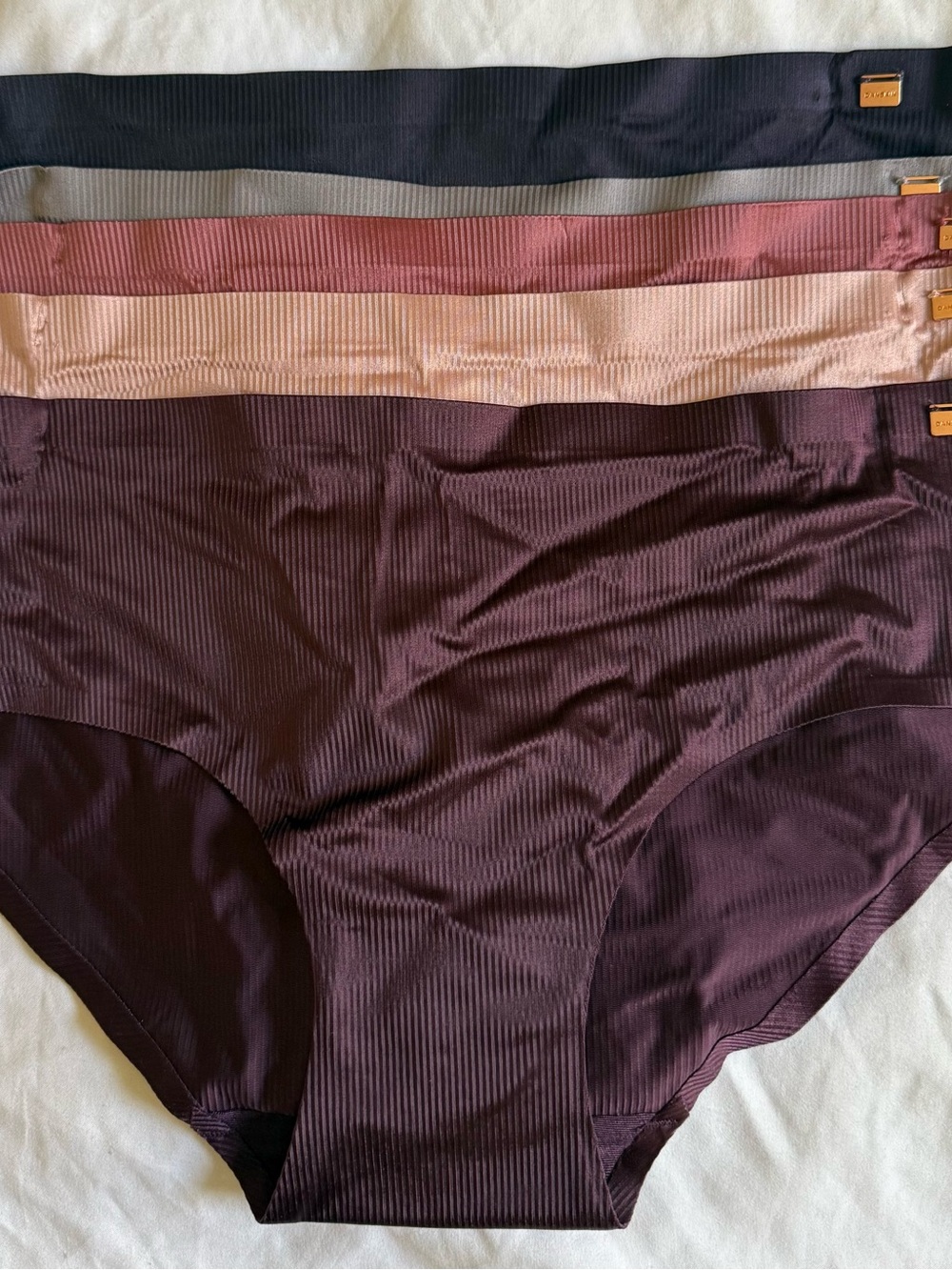 Danskin Women's Seamless Ribbed Hipster Panties - Plum, Dusty Rose, Blush, Navy